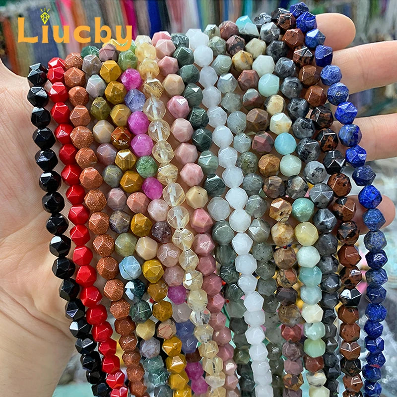 Natural stone Faceted Handmade Beads DIY woman Earrings Bracelet anklet Necklace For Jewelry Making 15" Wholesales 4/6/8/10/12MM