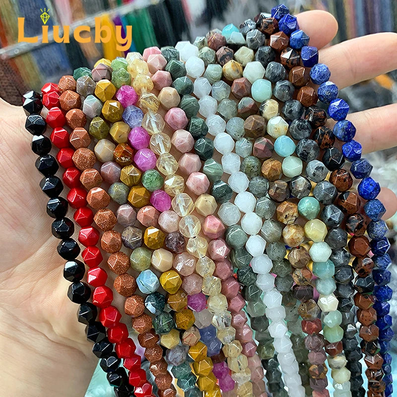 Natural stone Faceted Handmade Beads DIY woman Earrings Bracelet anklet Necklace For Jewelry Making 15" Wholesales 4/6/8/10/12MM