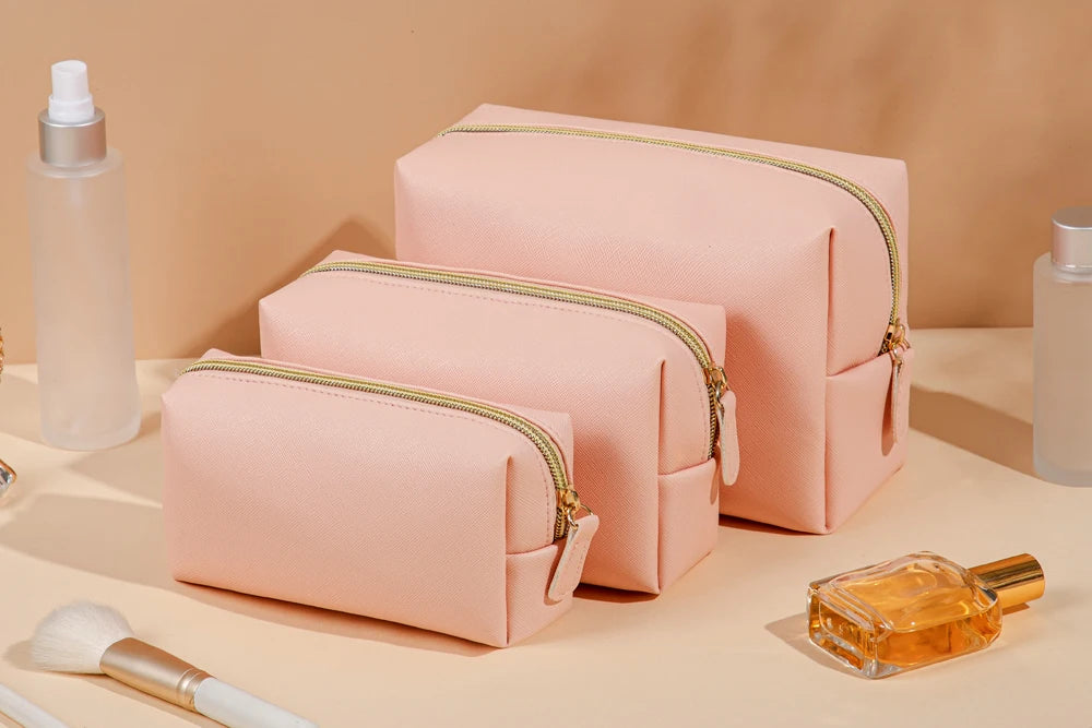 1pcs PU Leather Portable Toiletry Bags Waterproof Travel Make Up Bags for Women Small Medium Large Cosmetic Organizer Bags