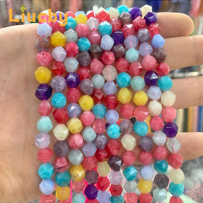 Natural stone Faceted Handmade Beads DIY woman Earrings Bracelet anklet Necklace For Jewelry Making 15" Wholesales 4/6/8/10/12MM
