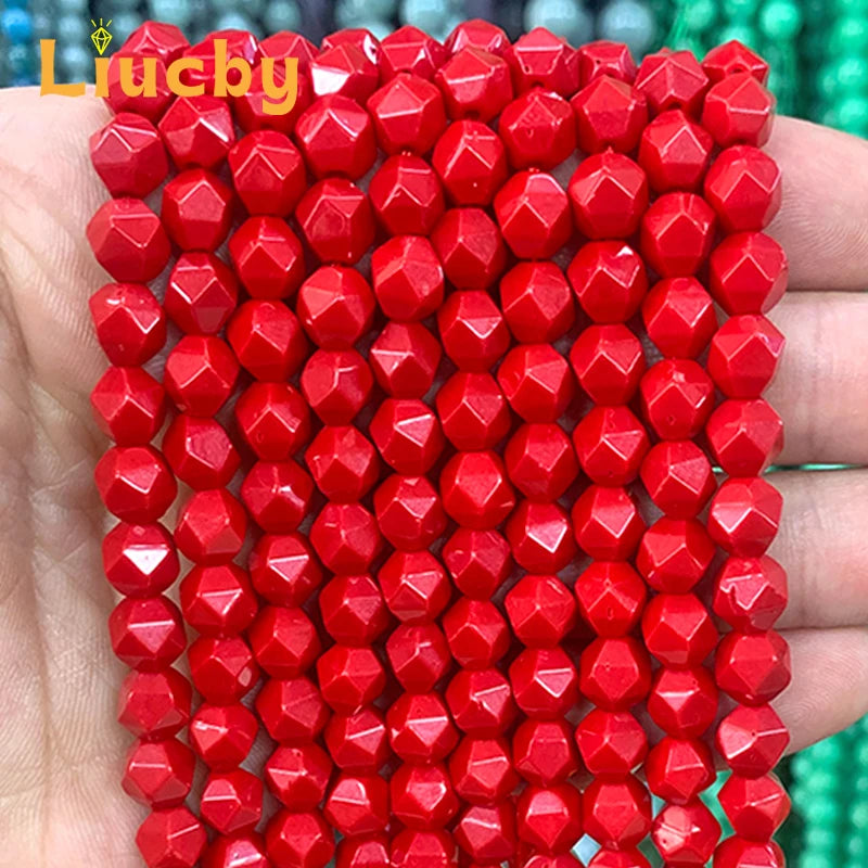 Natural stone Faceted Handmade Beads DIY woman Earrings Bracelet anklet Necklace For Jewelry Making 15" Wholesales 4/6/8/10/12MM