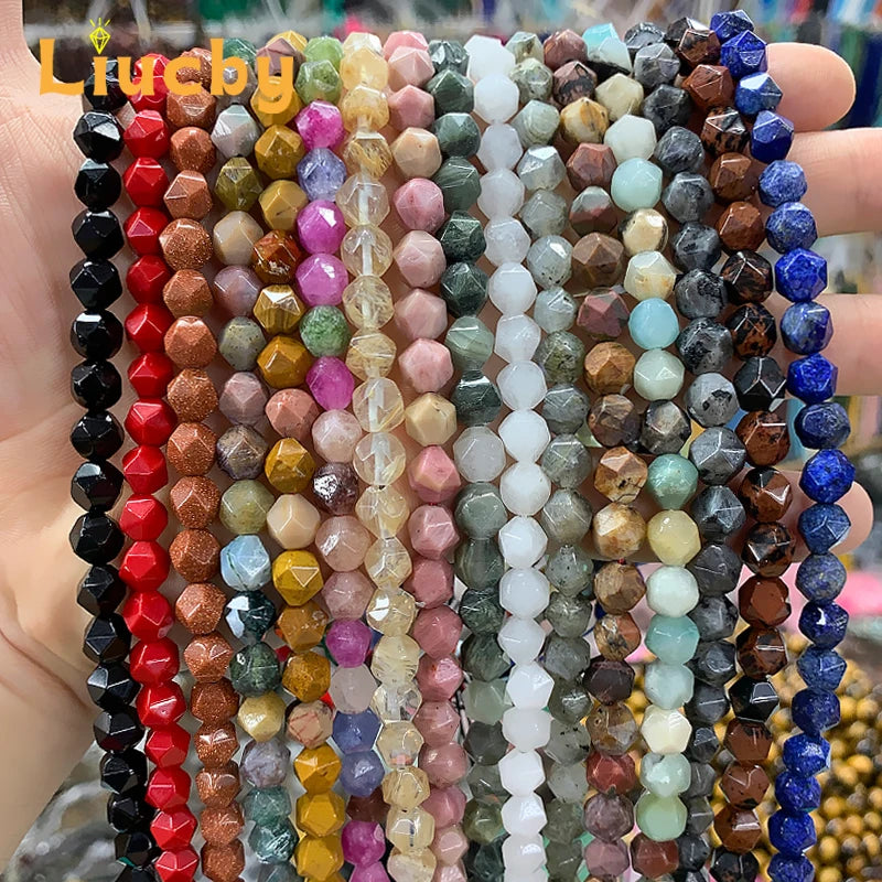 Natural stone Faceted Handmade Beads DIY woman Earrings Bracelet anklet Necklace For Jewelry Making 15" Wholesales 4/6/8/10/12MM
