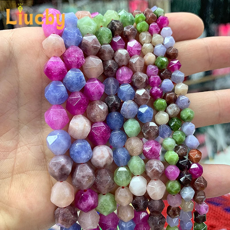 Natural stone Faceted Handmade Beads DIY woman Earrings Bracelet anklet Necklace For Jewelry Making 15" Wholesales 4/6/8/10/12MM