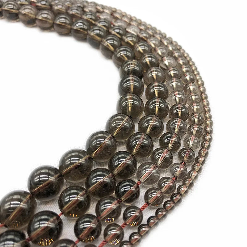 Wholesale Smoky Quartzs Stone 4 6 8 10 12mm Round Beads For Jewelry Making DIY Charm Glass Bracelet Crystal Perles 15''