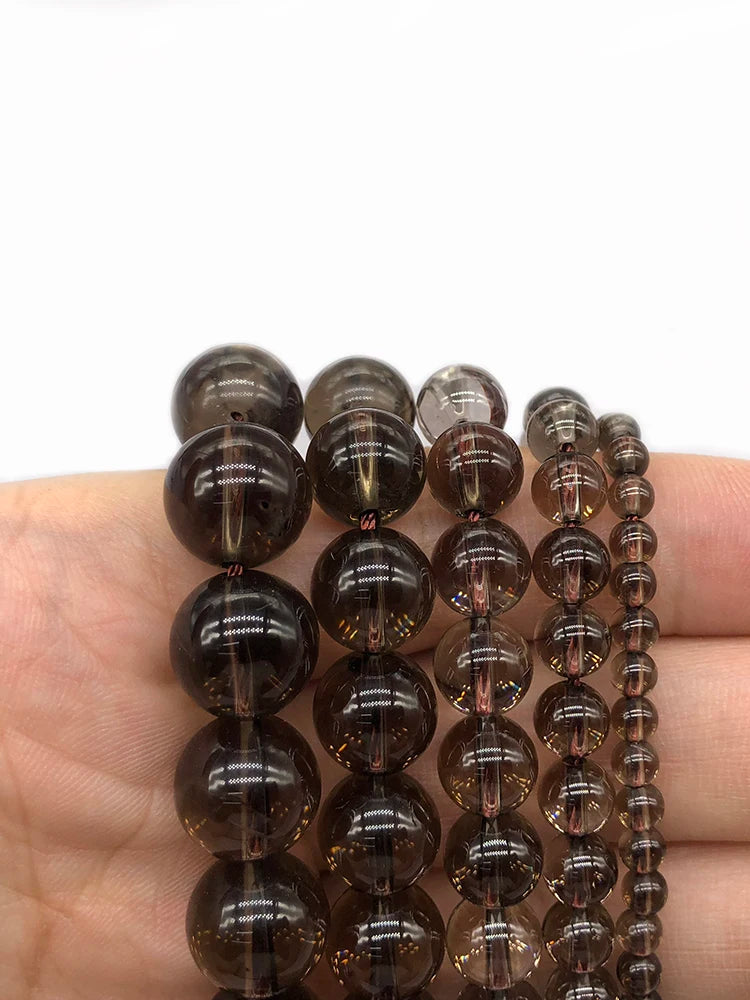 Wholesale Smoky Quartzs Stone 4 6 8 10 12mm Round Beads For Jewelry Making DIY Charm Glass Bracelet Crystal Perles 15''