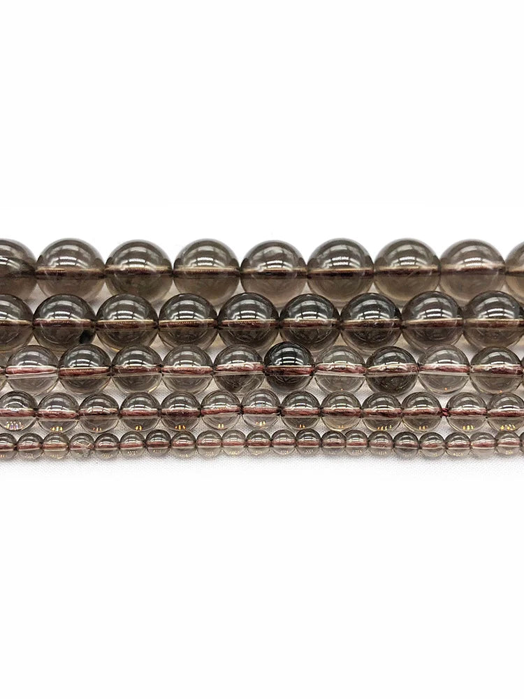 Wholesale Smoky Quartzs Stone 4 6 8 10 12mm Round Beads For Jewelry Making DIY Charm Glass Bracelet Crystal Perles 15''
