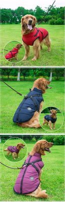 Winter Warm Dog Jacket Waterproof Pet Coat for Small Large Dog Clothes Fleece with Harness Puppy Vest Chihuahua Labrador Costume