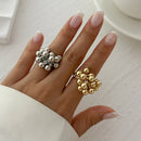 AETEEY Fashion Simple CCB Small Ball Ring for Women Men 2025 Punk Hip Hop Metal Open Finger Ring Female Jewelry Gift