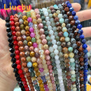 Natural stone Faceted Handmade Beads DIY woman Earrings Bracelet anklet Necklace For Jewelry Making 15" Wholesales 4/6/8/10/12MM