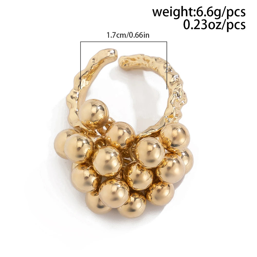 AETEEY Fashion Simple CCB Small Ball Ring for Women Men 2025 Punk Hip Hop Metal Open Finger Ring Female Jewelry Gift