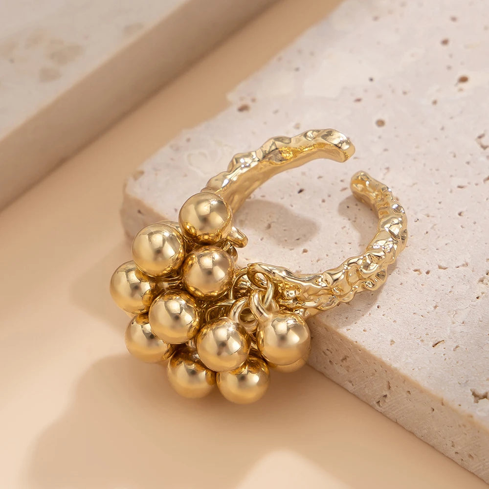 AETEEY Fashion Simple CCB Small Ball Ring for Women Men 2025 Punk Hip Hop Metal Open Finger Ring Female Jewelry Gift